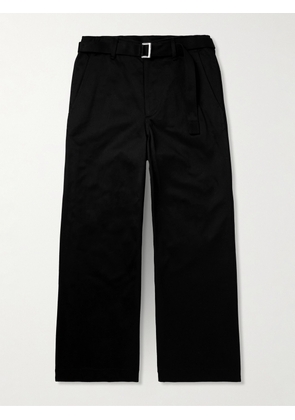 Sacai - Straight-Leg Belted Cotton-Gabardine Trousers - Men - Black - 1
