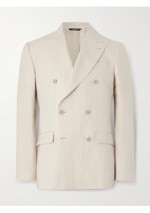 Dolce&Gabbana - Sicilia Double-Breasted Linen Blazer - Men - Neutrals - IT 46