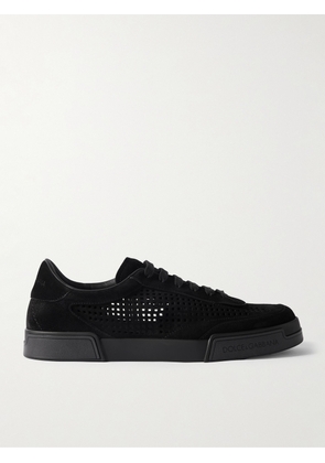 Dolce&Gabbana - Portofino Yacht Perforated Distressed Suede Sneakers - Men - Black - EU 40