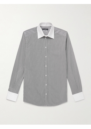 Dolce&Gabbana - Martini Slim-Fit Striped Cotton-Poplin Shirt - Men - Black - EU 37