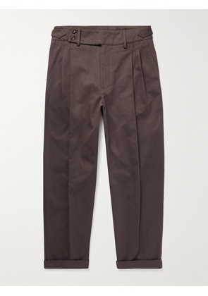 Dolce&Gabbana - Tapered Pleated Cotton-Twill Trousers - Men - Brown - IT 46