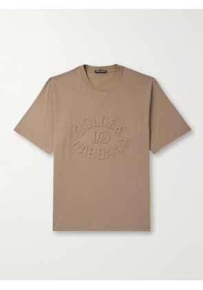 Dolce&Gabbana - Logo-Embroidered Cotton-Jersey T-Shirt - Men - Brown - IT 44