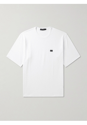 Dolce&Gabbana - Logo-Appliquéd Cotton-Piqué T-Shirt - Men - White - IT 44