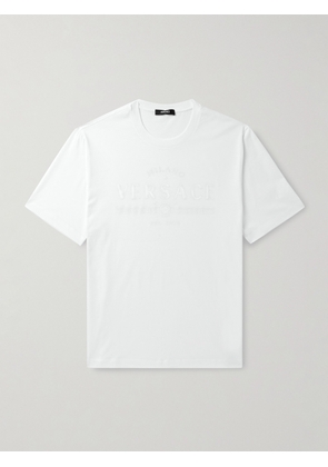 Versace - Logo-Embroidered Cotton-Jersey T-Shirt - Men - White - XS