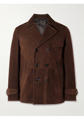 TOM FORD - Double-Breasted Suede Jacket - Men - Brown - IT 46