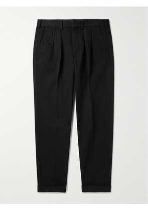 TOM FORD - Straight-Leg Pleated Cotton-Gabardine Trousers - Men - Black - UK/US 30
