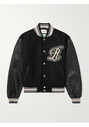 AGOLDE - RSVP GALLERY Logo-Appliquéd Leather-Trimmed Wool-Blend Felt Varsity Jacket - Men - Black - S