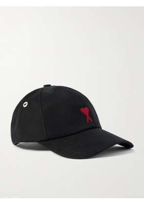 AMI PARIS - Logo-Embroidered Cotton-Twill Baseball Cap - Men - Black