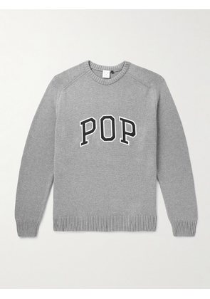 POP TRADING COMPANY - Arch Logo-Appliquéd Cotton Sweater - Men - Gray - S