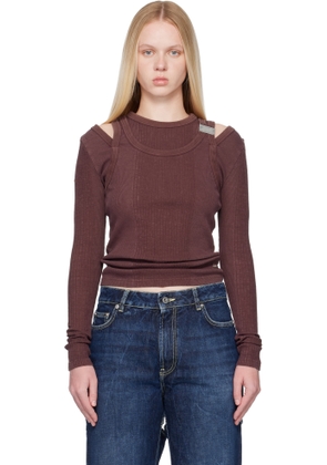 Jean Paul Gaultier Burgundy Rib Cutout Fastener Top