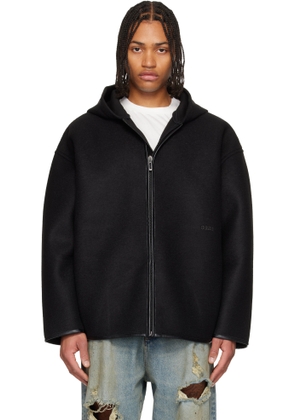 032c Black Neoprene Zip Up Hooded Jacket