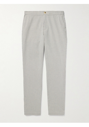 Mr P. - Edwin Straight-Leg Pinstriped Organic Cotton Trousers - Men - Gray - 28