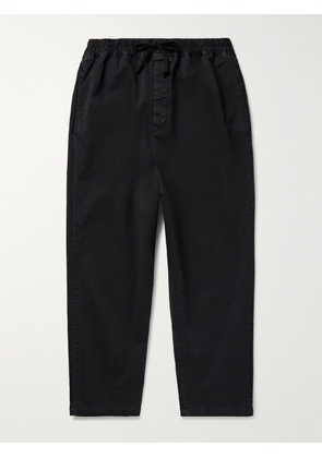 Nili Lotan - Walker Tapered Cropped Brushed Cotton-Blend Twill Drawstring Trousers - Men - Black - S