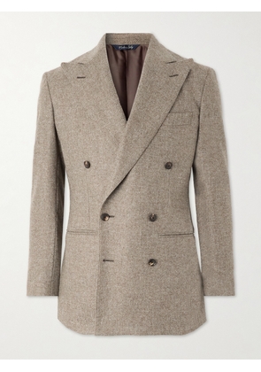 Saman Amel - Slim-Fit Double-Breasted Wool-Hopsack Blazer - Men - Neutrals - IT 48