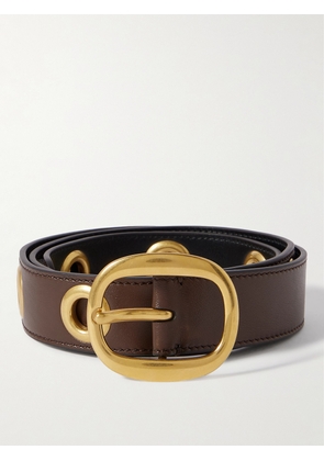 TOM FORD - 3cm Eyelet-Embellished Leather Belt - Men - Brown - S