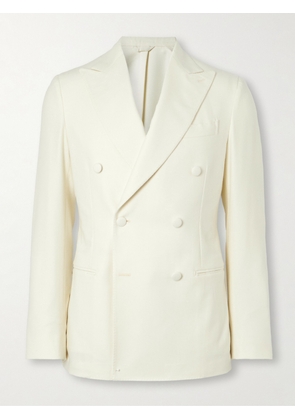 De Petrillo - Double-Breasted Wool-Flannel Tuxedo Jacket - Men - Neutrals - IT 46