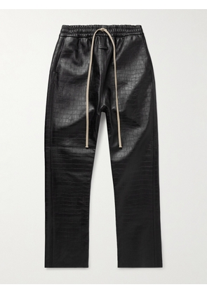 Fear of God - Forum Straight-Leg Croc-Effect Leather Drawstring Trousers - Men - Black - S