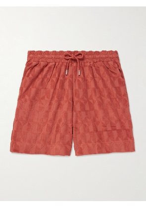 Mr P. - Straight-Leg Organic Cotton-Terry Jacquard Drawstring Shorts - Men - Orange - XS