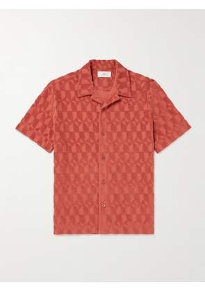 Mr P. - Camp-Collar Organic Cotton-Terry Jacquard Shirt - Men - Orange - XS