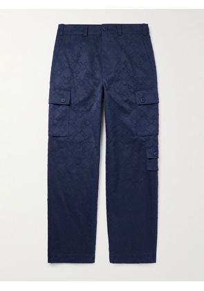 Givenchy - Straight-Leg Cotton-Twill Jacquard Cargo Trousers - Men - Blue - IT 44