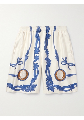 Versace - Straight-Leg Printed Silk-Twill Shorts - Men - Neutrals - IT 46