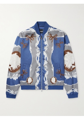 Versace - Printed Twill Bomber Jacket - Men - Blue - IT 46
