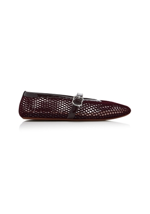 ALAÏA Velvet-Effect Fishnet Ballet Flats - Moda Operandi