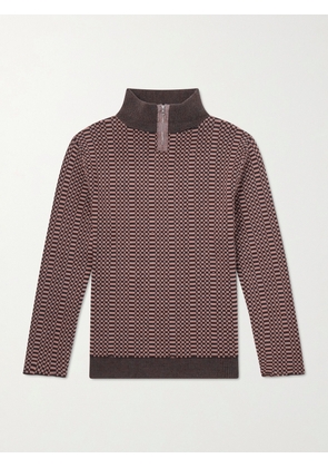 Enfants Riches Déprimés - Puke & Cry Intarsia Cotton Half-Zip Sweater - Men - Brown - S