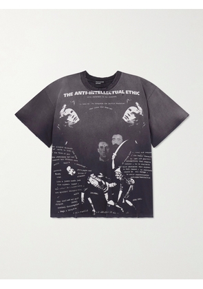 Enfants Riches Déprimés - Anti-Intellectual Ethic Distressed Printed Cotton-Jersey T-Shirt - Men - Black - M