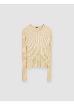Merino Silk Rib Round Neck Jumper - L