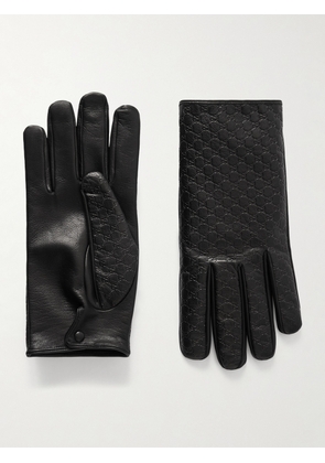 Gucci - Logo-Embossed Leather Gloves - Men - Black - 8