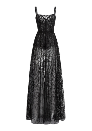 Zuhair Murad Embroidered Silk Corseted Gown - Moda Operandi