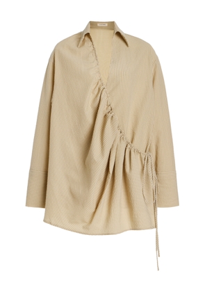 ELCE Exclusive Sidney Striped Cotton-Blend Seersucker Mini Wrap Shirt Dress - Moda Operandi