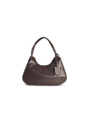 Ganni Bou Croco Xxl Brown Recycled Leather Blend Bag