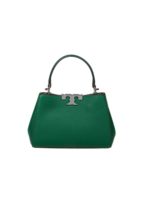 Tory Burch Eleanor Mini Satchel In Hammered Leather Green Color