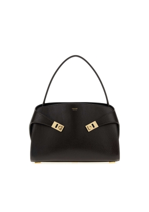 Ferragamo Dark Brown Leather Medium Hug Soft Shoulder Bag