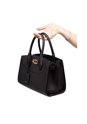 Ferragamo Studio Hammered Leather Handbag, Black