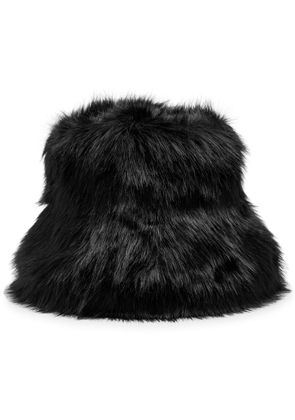 Lack OF Color Snuggle Faux fur Bucket hat - Black - M/L