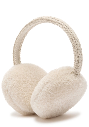 Moncler Logo-appliquéd Fleece Earmuffs - Cream - One Size