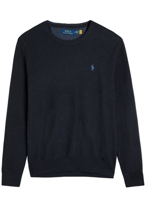 Polo Ralph Lauren Logo-embroidered Waffle-knit Jumper - Navy - L