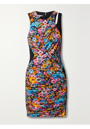 Stella McCartney - + Net Sustain Melissa Ruched Floral-print Stretch-jersey Mini Dress - Black - IT34,IT36,IT38,IT40,IT42,IT44,IT46