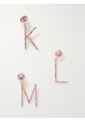 CHARMS COMPANY - Initial 14-karat Gold Sapphire Single Earring - A,B,C,D,E,F,G,H,I,J,K,L,M,N,O,P,Q,R,S,T,U,V,W,X,Y,Z