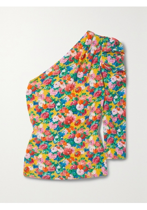 LES RÊVERIES - One-sleeve Floral-print Silk Crepe De Chine Top - Orange - US0,US2,US4,US6,US8,US10,US12