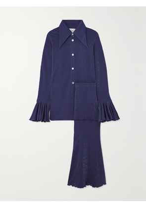 SLEEPER - Cosmos Metallic Jersey Pajama Set - Blue - x small,small,medium,large,x large