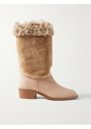Aquazzura - 45 Shearling And Suede Boots - Neutrals - IT35,IT36,IT37,IT37.5,IT38,IT38.5,IT39,IT39.5,IT40,IT40.5,IT41,IT42