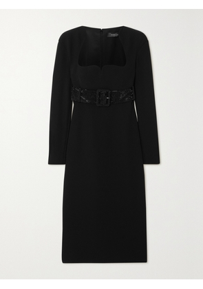 Versace - Crystal-embellished Belted Crepe Midi Dress - Black - IT36,IT38,IT40,IT42,IT44,IT46,IT48