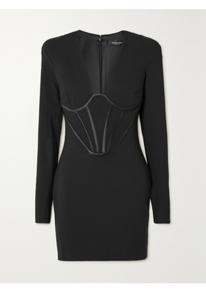 Versace - Silk Satin-trimmed Crepe Mini Dress - Black - IT36,IT38,IT40,IT42,IT44,IT46