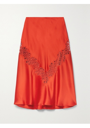 Stella McCartney - Embroidered Tulle-trimmed Satin Skirt - IT36,IT38,IT40,IT42,IT44,IT46,IT48