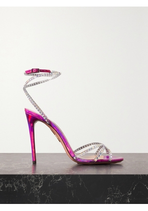 Aquazzura - Dance Plexi 105 Embellished Pvc And Iridescent Leather Sandals - Pink - IT35,IT36,IT36.5,IT37,IT37.5,IT38,IT38.5,IT39,IT39.5,IT40,IT40.5,IT41,IT42