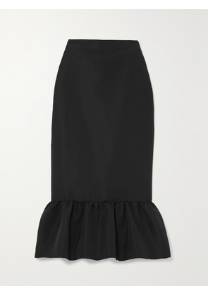 Brandon Maxwell - Ruffled Silk-twill Midi Skirt - Black - US0,US2,US4,US6,US8,US10,US12,US14